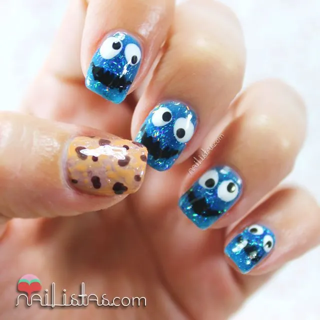 Uñas decoradas con el Monstruo de las Galletas Uñas decoradas con el Monstruo de las Galletas