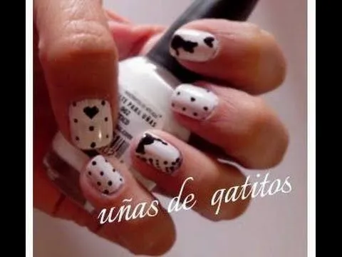uñas con gatitos ( blanco y negro) - YouTube uñas con gatitos ( blanco y negro) - YouTube