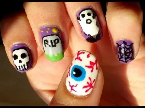 Uñas Halloween #1 - Halloween nails #1 - YouTube Uñas Halloween #1 - Halloween nails #1 - YouTube