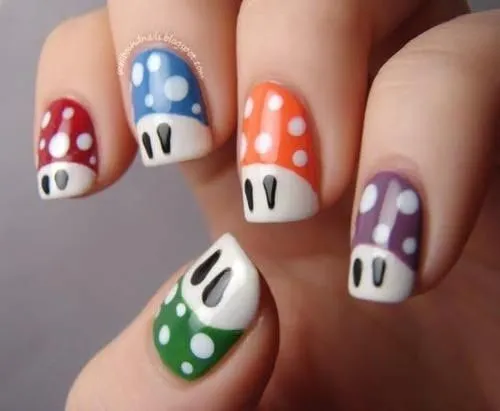 uñas honguito | manicura | Pinterest | Mario, Mushrooms and Nails