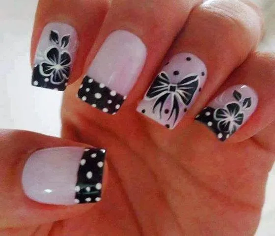 UÑAS, MANOS Y PIES: MANICURE CON ESMALTE NEGRO - UÑAS DECORADA CON ...