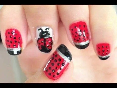 Uñas mariquita - ladybug nails - YouTube