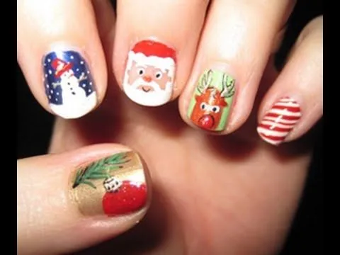 Uñas pintadas con motivos navideños [TUTORIAL] - YouTube