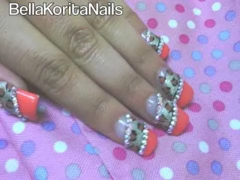 Uñas "Salmon Leopard" Diseño con Esmalte-Estilo Sinaloense - YouTube