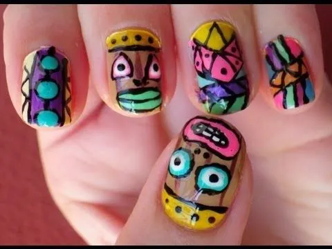 Uñas tribal - tribal nails - YouTube