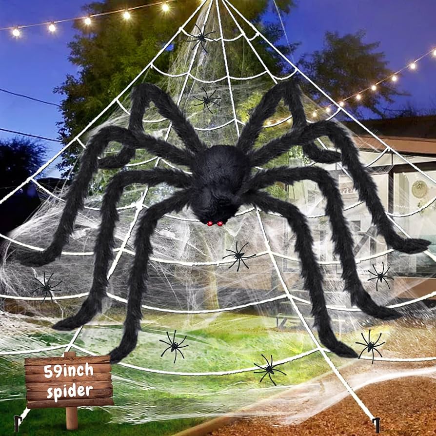 UNGLINGA Giant Yard - Decoración de Halloween para exteriores, diseño de telaraña, triangular, 4,9 x 5,2 m, con araña grande de 50 pulgadas y telarañas elásticas : Amazon.com.mx: Jardín UNGLINGA Giant Yard - Decoración de Halloween para exteriores, diseño de telaraña, triangular, 4,9 x 5,2 m, con araña grande de 50 pulgadas y telarañas elásticas : Amazon.com.mx: Jardín