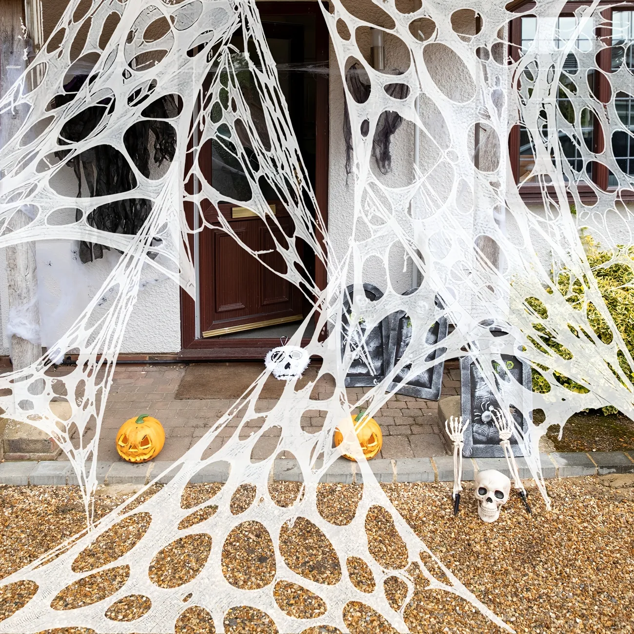 1 Unidad, Decoraciones Para Exteriores De Halloween, Telarañas Superenormes (315 X 78,7 Pulgadas), Telaraña De 1 Unidad, Decoraciones Para Exteriores De Halloween, Telarañas Superenormes (315 X 78,7 Pulgadas), Telaraña De