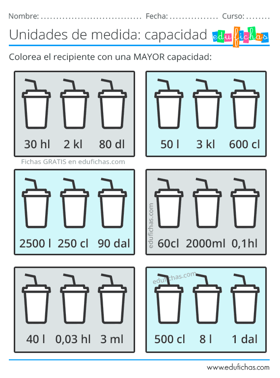 Unidades de Medida. Ejercicios con Litros, Metros y Kilos.【pdf】 Unidades de Medida. Ejercicios con Litros, Metros y Kilos.【pdf】