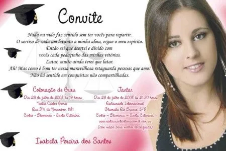 Universo Fotos: Convites e agradecimentos de formatura (