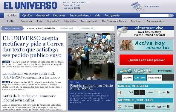 El Universo ofrece rectificación y pide a Correa texto que ... El Universo ofrece rectificación y pide a Correa texto que ...