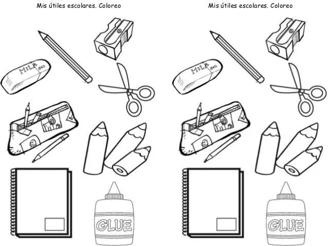 Utiles escolares para colorear en fichas - Imagui