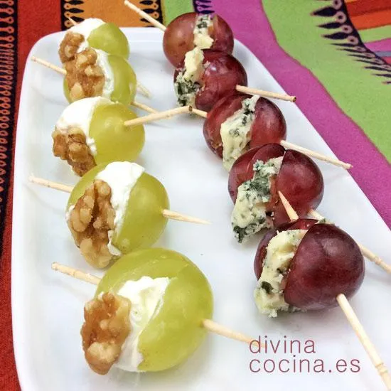 Uvas rellenas de queso - Divina Cocina