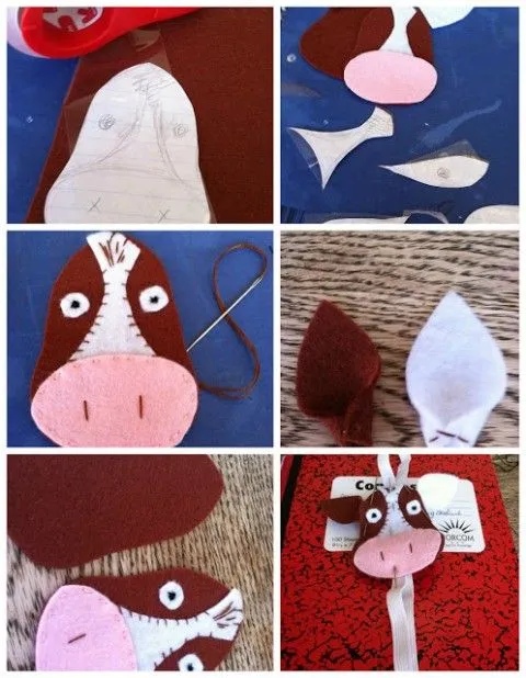 Vaca de fieltro para adornar una libreta - DecorarHogar