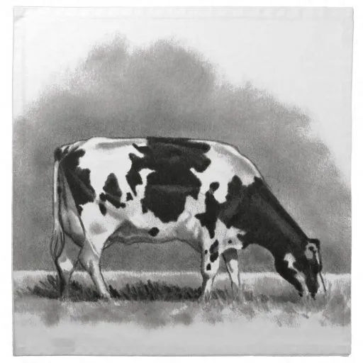Vaca de Holstein que pasta: Dibujo de lápiz del re Servilletas De ... Vaca de Holstein que pasta: Dibujo de lápiz del re Servilletas De ...