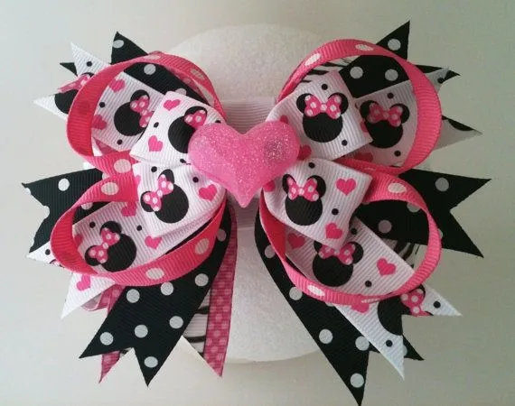 Valentine Minnie Mouse Stacked Boutique Bow - $10 + shipping ... Valentine Minnie Mouse Stacked Boutique Bow - $10 + shipping ...