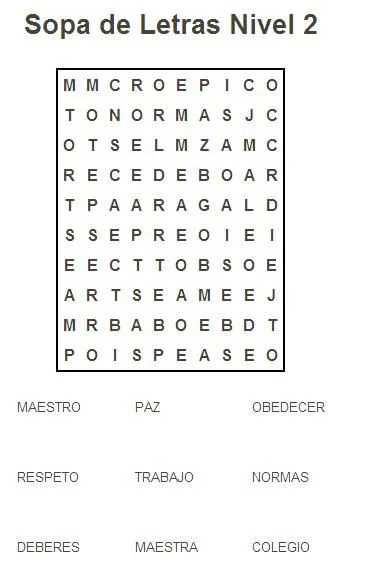 Valores En Poesia: Sopa de Letras