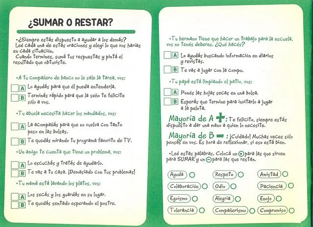 Actividades Escolares: actividades sobre valores Actividades Escolares: actividades sobre valores