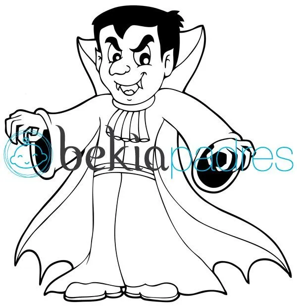 Vampiro de Halloween: dibujo para colorear