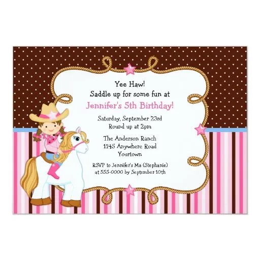 Vaquera en cumpleaños del caballo blanco invitación 5" x 7" | Zazzle Vaquera en cumpleaños del caballo blanco invitación 5" x 7" | Zazzle