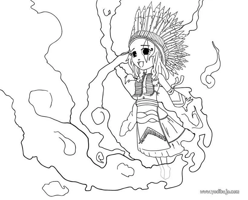 Vaqueros e indios: dibujos para pintar, una india sioux para imprimir Vaqueros e indios: dibujos para pintar, una india sioux para imprimir