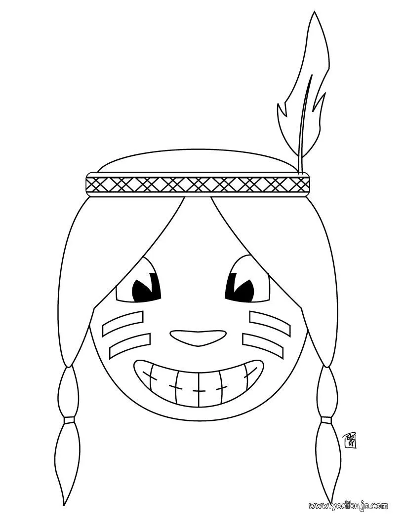 Vaqueros e indios: dibujos para pintar, retrato de indio para imprimir Vaqueros e indios: dibujos para pintar, retrato de indio para imprimir