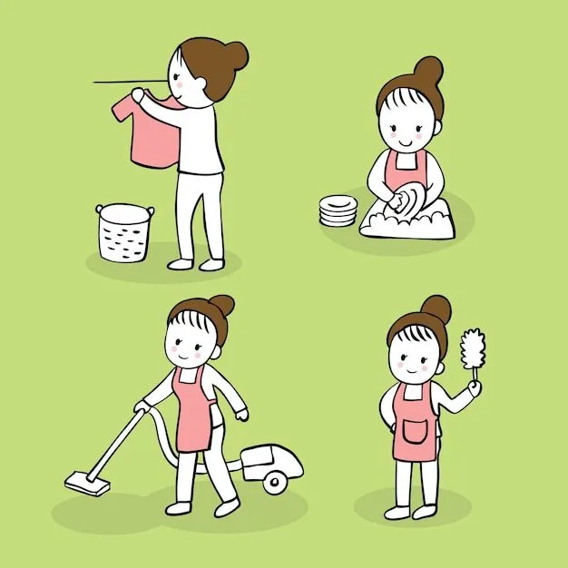 Vector de ama de casa de acciones lindo de dibujos animados. | Vector Premium Vector de ama de casa de acciones lindo de dibujos animados. | Vector Premium