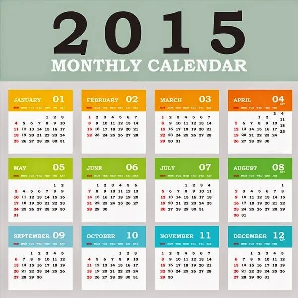 Vector de calendario 2015 gratis | Recursos Photoshop Vector de calendario 2015 gratis | Recursos Photoshop