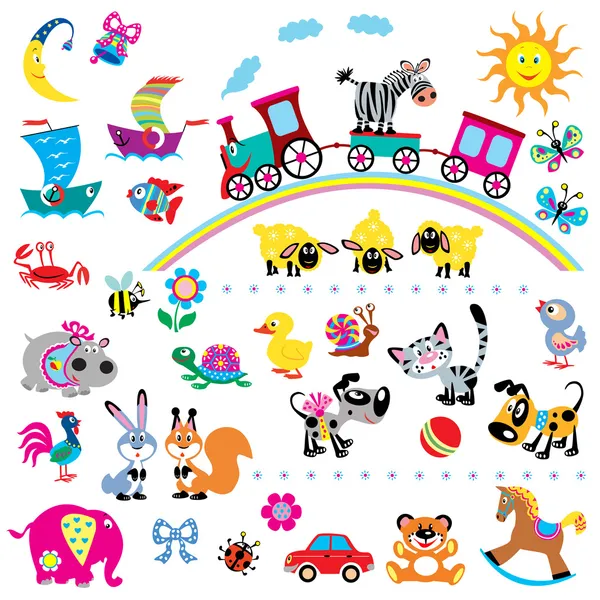 Vector conjunto de dibujos infantiles simples — Vector stock ...