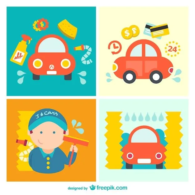 Vector de dibujo lavando tu coche | Descargar Vectores gratis