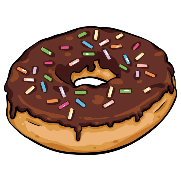 Vector de dibujos animados buñuelo con glaseado de chocolate ...