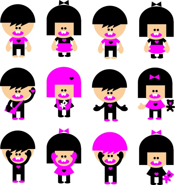 Vector de dibujos animados emo niños iconos — Vector stock ...
