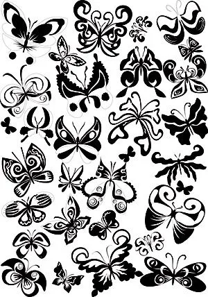 Vector de elemento de mariposa de blanco y negro Free Download