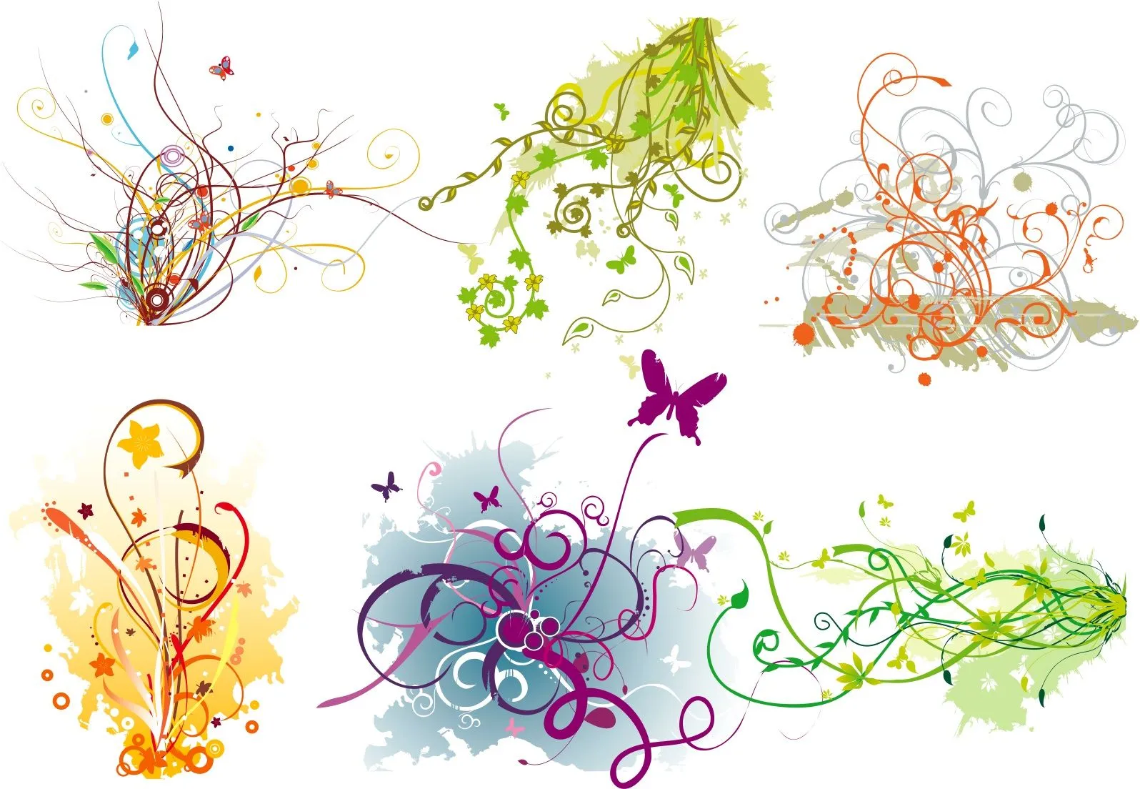 Vector Flourish Clutter Patterns Curves and Swirls - icanbeCreative