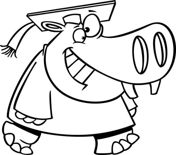 Vector de un hipopótamo graduados dibujos animados feliz caminar ...