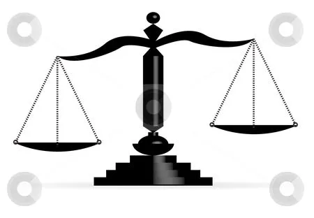 Vector illustration of justice scales stock photo