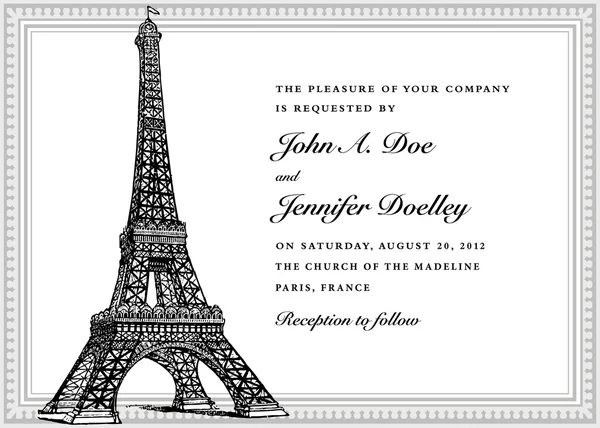 Vector de invitación de boda torre eiffel — Vector stock ...