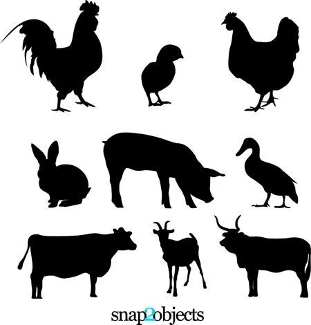 Vector libre 9 animales de granja, archivo vectorial - 365PSD.com