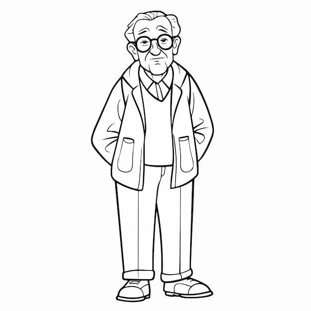 Vector de libro para colorear de un abuelo dibujado a mano | Vector Premium Vector de libro para colorear de un abuelo dibujado a mano | Vector Premium