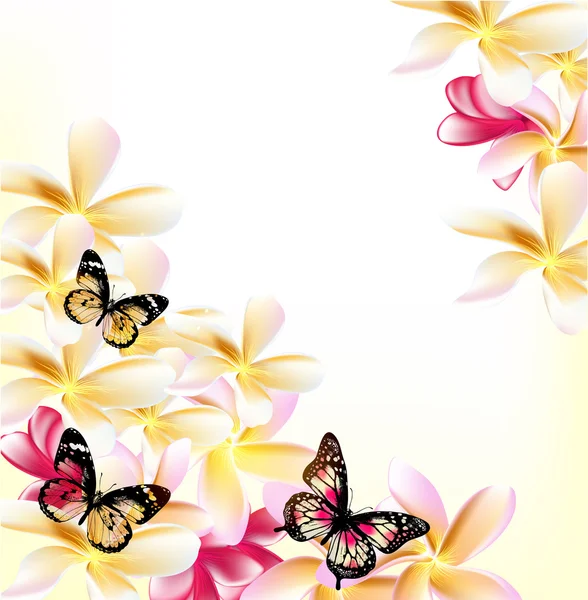 Vector ligero fondo floral con flores de gardenia y butterf ... Vector ligero fondo floral con flores de gardenia y butterf ...