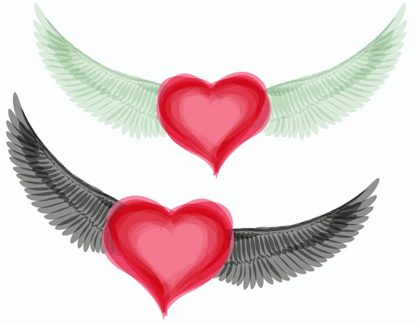 Vector buenos y malos corazones con alas — Vector stock © 0mela ... Vector buenos y malos corazones con alas — Vector stock © 0mela ...