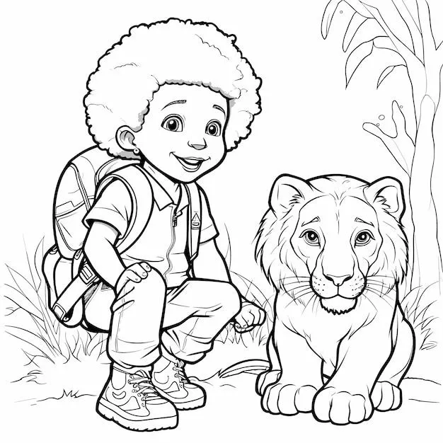 Vector, niños, lindo, colorear, caricatura, página, historia bíblica, daniel, en, el, foso de los leones, en, líneas simples | Vector Premium Vector, niños, lindo, colorear, caricatura, página, historia bíblica, daniel, en, el, foso de los leones, en, líneas simples | Vector Premium