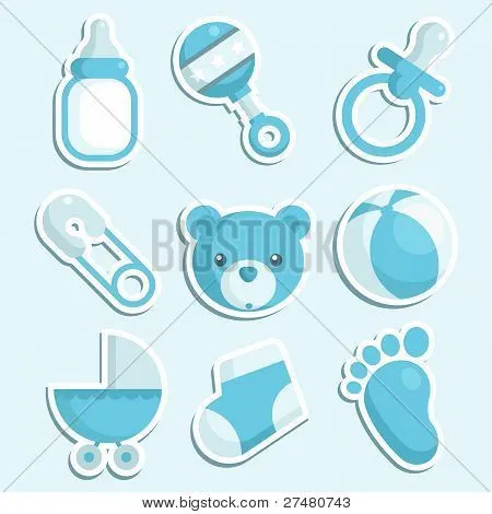 Vectores y fotos en stock de Baby Shower azul de los iconos | Bigstock Vectores y fotos en stock de Baby Shower azul de los iconos | Bigstock