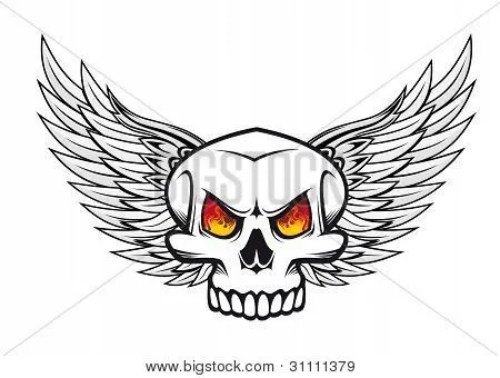 Vectores y fotos en stock de Calavera con ojos de fuego y alas ... Vectores y fotos en stock de Calavera con ojos de fuego y alas ...