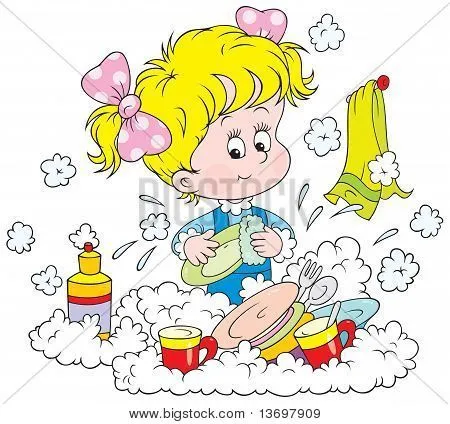 Niña lavando platos - Imagui