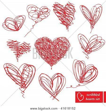 Vectores y fotos en stock de Conjunto de 10 garabateadas corazones ...