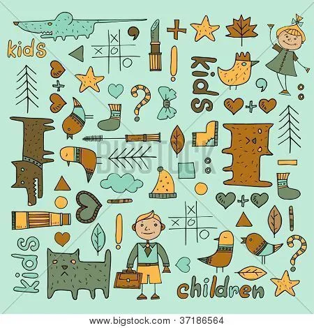 Vectores y fotos en stock de conjunto de artículos infantiles para ...