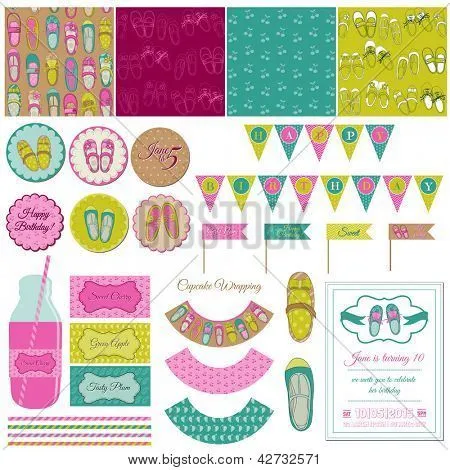 Vectores y fotos en stock de Conjunto Bebé niña zapatos fiesta ...