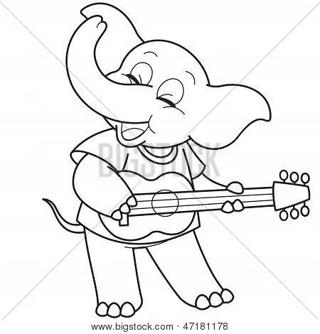 Vectores y fotos en stock de Dibujos animados elefante tocando una ...