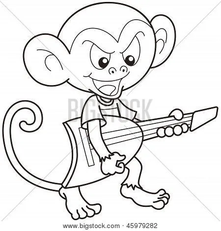 Vectores y fotos en stock de Dibujos animados mono tocando una ...