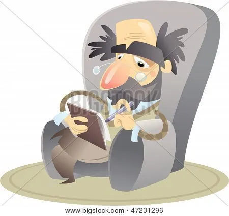 Vectores y fotos en stock de Dibujos animados psicólogo sentado en ...